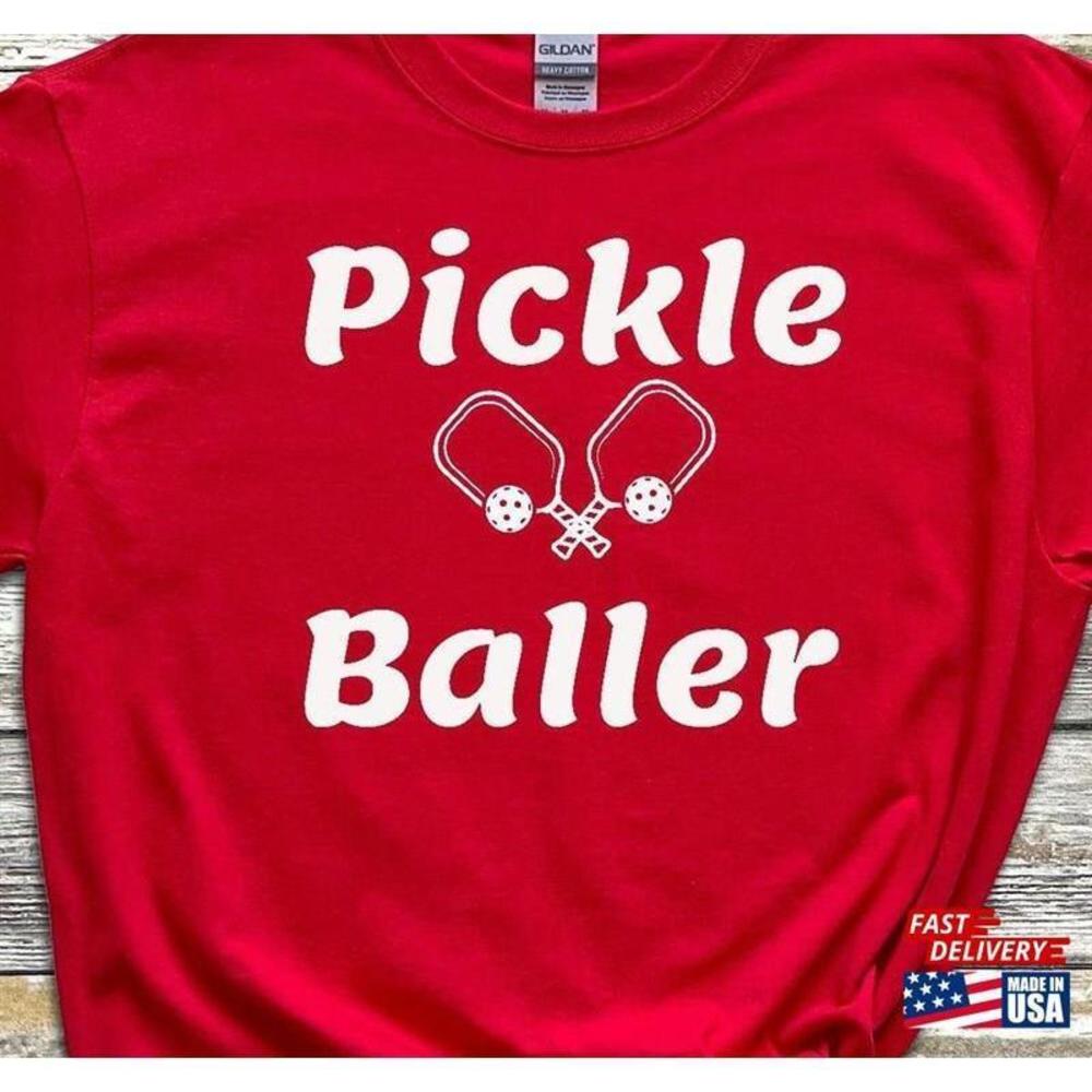 Fun Pickle Ball Tshirt Baller Tee Cute Pickleball Top Unisex Classic